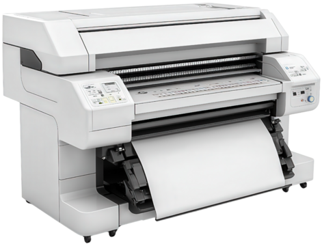 Large format printer on a white background.