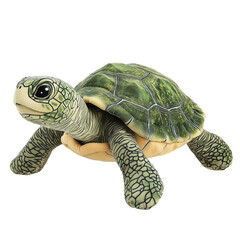 Fototapeta premium Realistic Soft Turtle Toy in Side View, No Shadow, Isolated on Transparent background for Children�s�s Play and Decor