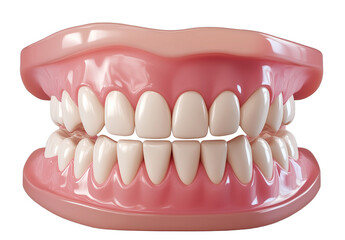 a white teeth with pink gums isolated on a transparent background