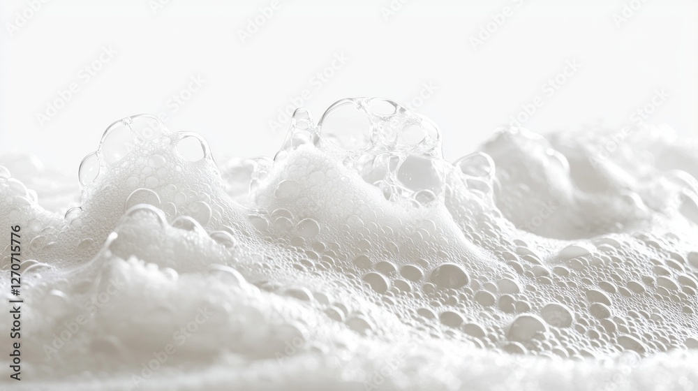 Poster a mesmerizing close-up of thick soap foam fills the frame, with delicate bubbles emerging and dancin