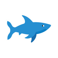 Obraz premium A Simple Cartoon Illustration of a Blue Shark Swimming in the Ocean