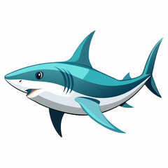 Obraz premium A Cute Cartoon Great White Shark Illustration of a Happy Ocean Predator