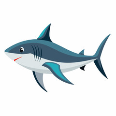 A Cute Cartoon Shark Swimming in the Ocean Depths