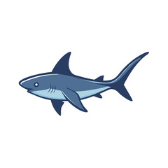 A Cute Cartoon Shark Illustration Swimming in the Ocean Depths