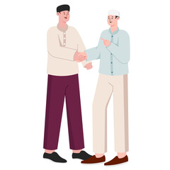 Fototapeta premium Illustration of Two Muslim Men Shaking Hands