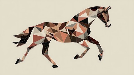 Obraz premium Abstract geometric horse silhouette, contemporary art, neutral background, for digital print or website