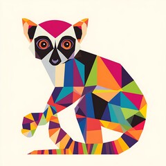Obraz premium Colorful lemur geometric art design