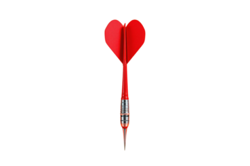 Red dart with heart-shaped fins isolated on white background, symbolizing love, precision, and romance in competition and relationships. Ai generative