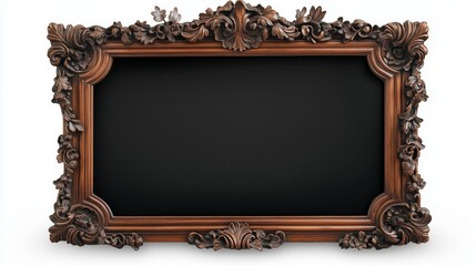 Blank blackboard in wooden frame isolated on white background