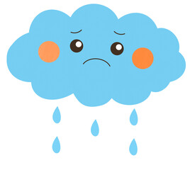 かわいい困り顔の雨雲のゆるかわイラスト