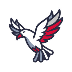 Obraz premium Stylized flying bird icon with a dynamic design and vibrant colors 