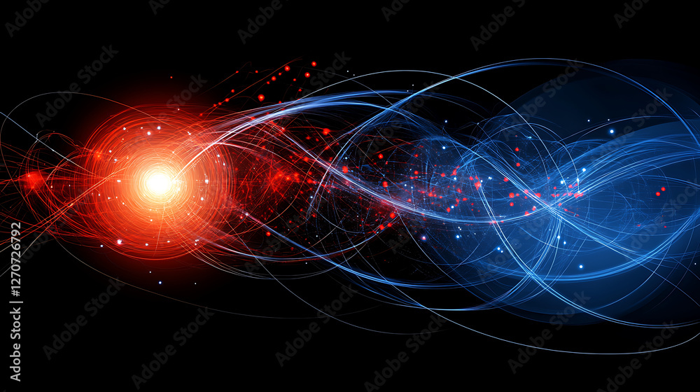 Wall mural hot and cold energy flow collision abstract dynamic technological futuristic graphic