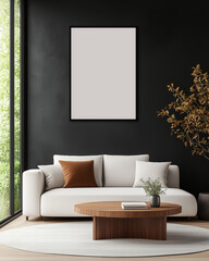 Frame Poster Mock Up Modern Living Room 3D Render