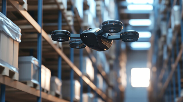 Flying autonomous drones enhance efficiency in an advanced smart warehouse environment