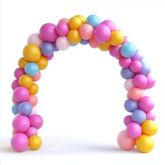 colorful balloon arch isolated on white background