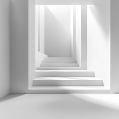 Modern minimalist white staircase in a bright room
