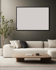Frame Poster Mock Up Modern Living Room 3D Render