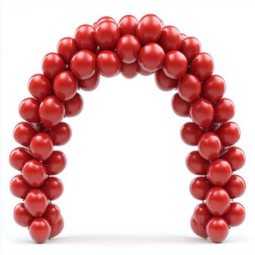 red balloon arch isolated on white background