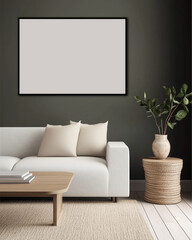 Frame Poster Mock Up Modern Living Room 3D Render