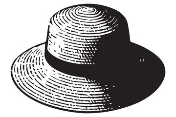 Classic Straw Hat Fashionable Headwear Illustration in Vintage Style