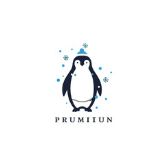 Adorable Penguin Illustration with Snowflakes and Premium Branding Design
