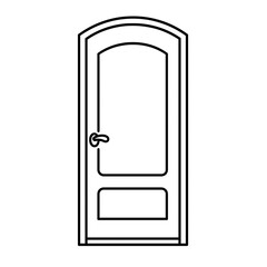 simple, elegant door design with arched top and handle, perfect for home decor or architectural illustrations