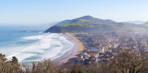 Beach and town of Zarautz.