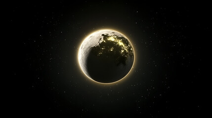Fototapeta premium Illuminated Globe of an Exoplanet Shining Brightly Against the Darkness of Space Exploration Era