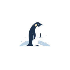 Illustration of a Penguin Standing on Snow With a Minimalistic Art Style