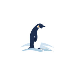 Stylized Penguin Illustration Standing on Ice Against a White Background