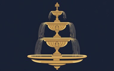 Fototapeta premium Ornate Golden Fountain, Decorative, Elegant, Artistic Display, Design Element