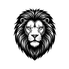 Obraz premium Detailed Black-and-White Lion Illustration with Majestic Details