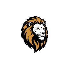 Stylized Illustration of a Majestic Lion with a Golden Mane Design