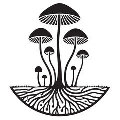 Mushroom Cluster Silhouette Vector Graphic Aesthetically Appealing Design Resources © Creative Image  