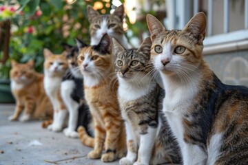 Diverse group of cute cats