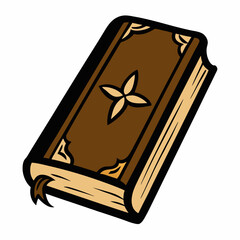 A Brown Book with a Cross Symbol and Ornate Design