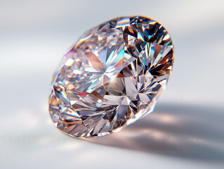 Close-up of a brilliant, sparkling diamond reflecting light beautifully.