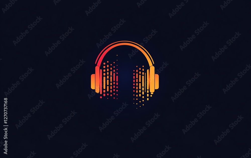 Poster Abstract Headphones Graphic; Digital Audio; Modern Design; Possible Use Tech/music advertisement or website background