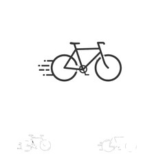 Minimalist Bicycle Icon Depicting Speed and Motion with Black Lines