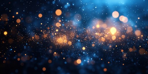 Vibrant Blue and Orange Bokeh Effect with Subtle Glowing Particles in a Mysterious and Dreamy Background for Abstract Designs and Creative Projects