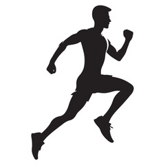 Focused Male Runner Silhouette Vector Art Illustration for Racing