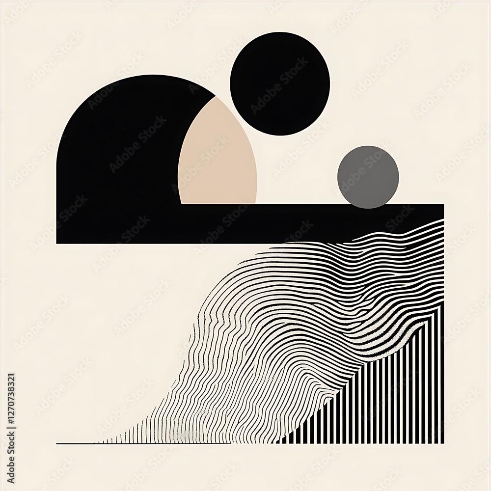 Poster abstract geometric shapes composition, minimalist design, possible use for art prints or digital bac