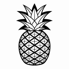 Obraz premium A Striking Black and White Illustration of a Pineapple with Detailed Texture and Sharp Lines