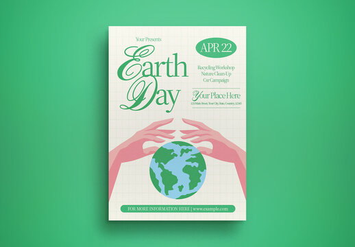 Green and Ivory Vintage Aesthetic Earth Day Flyer Layout