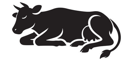 Resting Cow Silhouette Vector Illustration Farm Animal Graphic Design