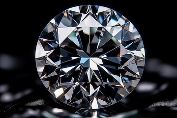 Close-up of a sparkling diamond reflecting colorful light on a dark background.