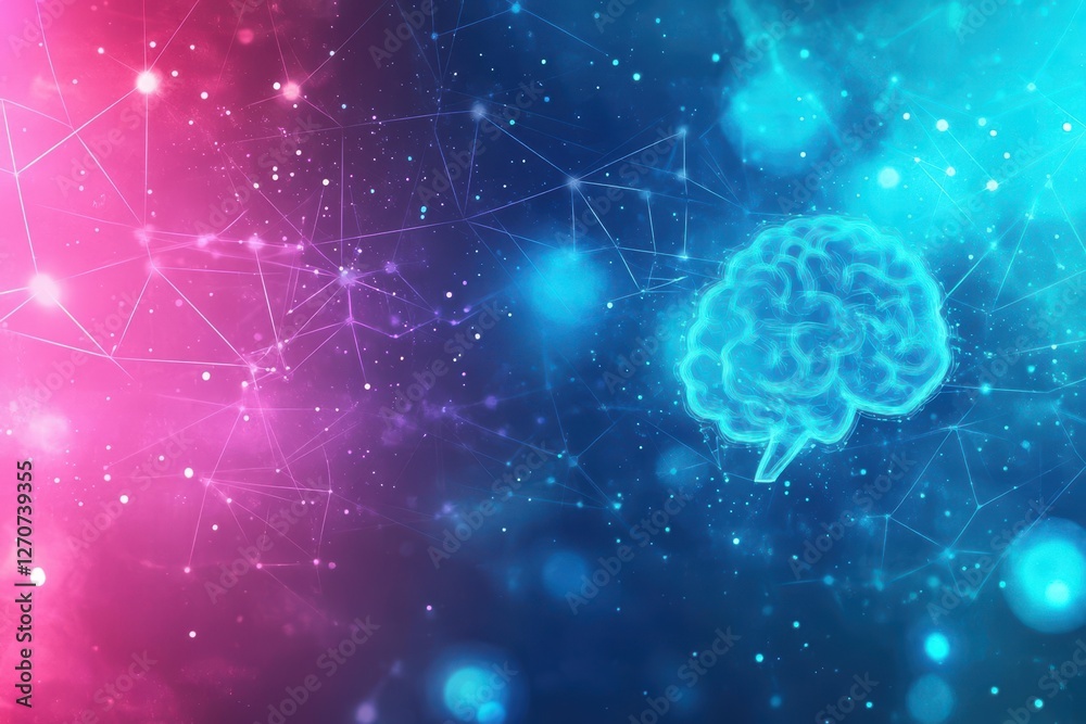 Poster vibrant brain surrounded by a kaleidoscope of colorful swirls and patterns creating a dynamic and en