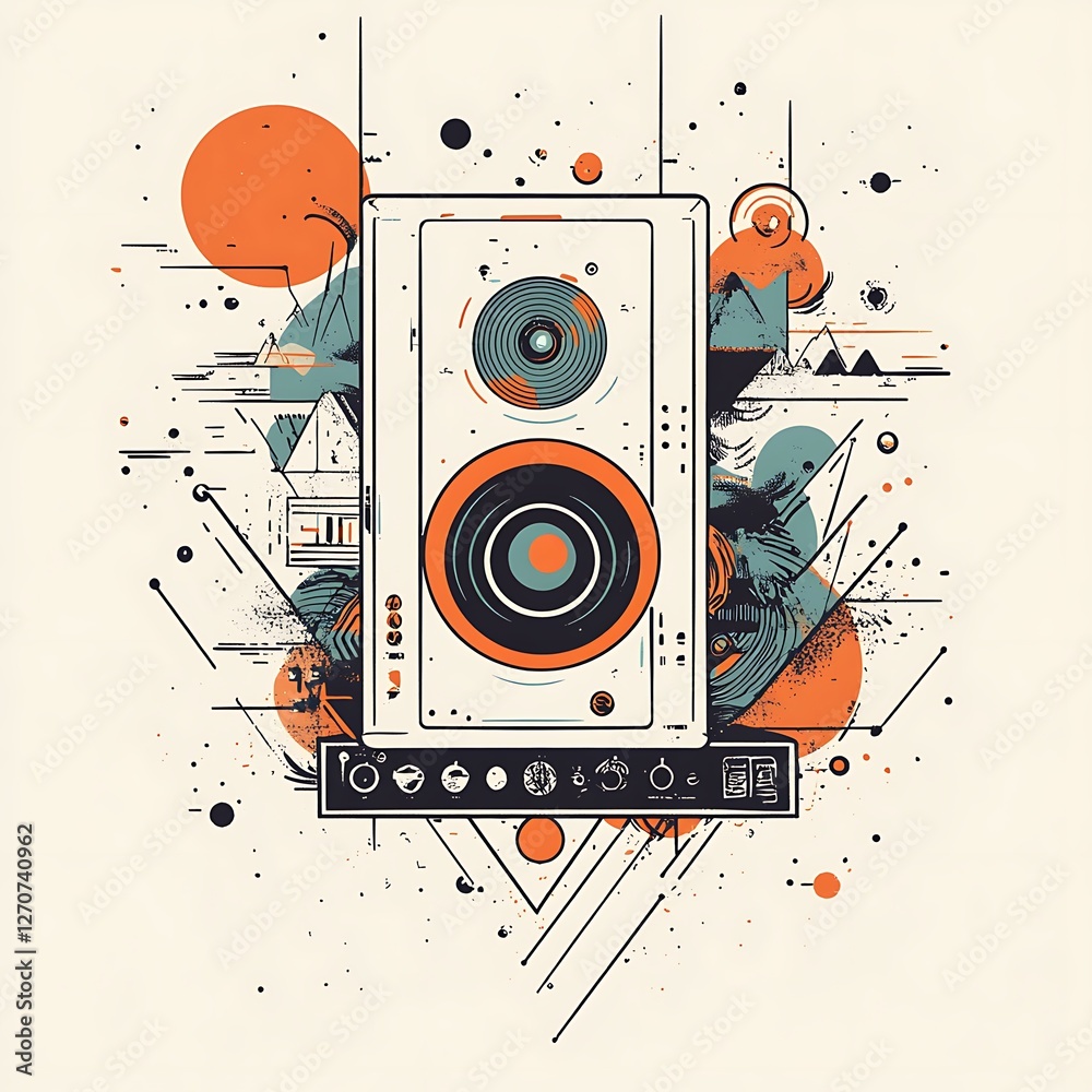 Poster abstract speaker graphic design with nature elements