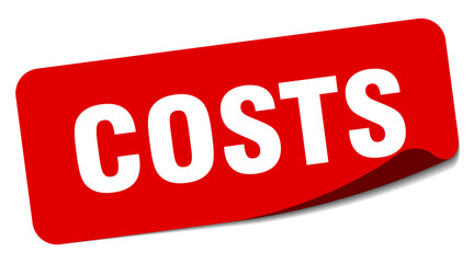 costs sticker. costs label