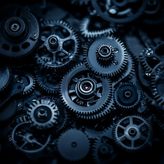 Intricate Clockwork Gears Mechanisms Timekeeping Precision Engineering Dark Toned Macro Detailed View